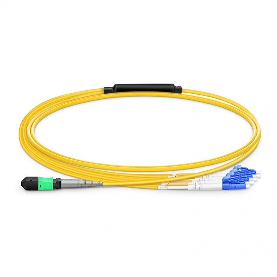 1m 8core MTP(F)-4*LC/UPC Dual Fiber 10G MM OS2 Patch Cord Polarity B Plenum OFNP
